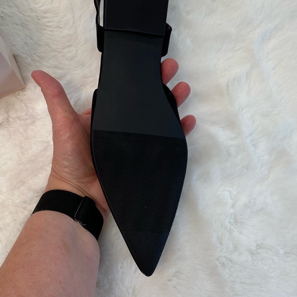 JustFab womens slingback flats pointed toe black womens 8.5 minimalist capsule - Picture 7 of 8